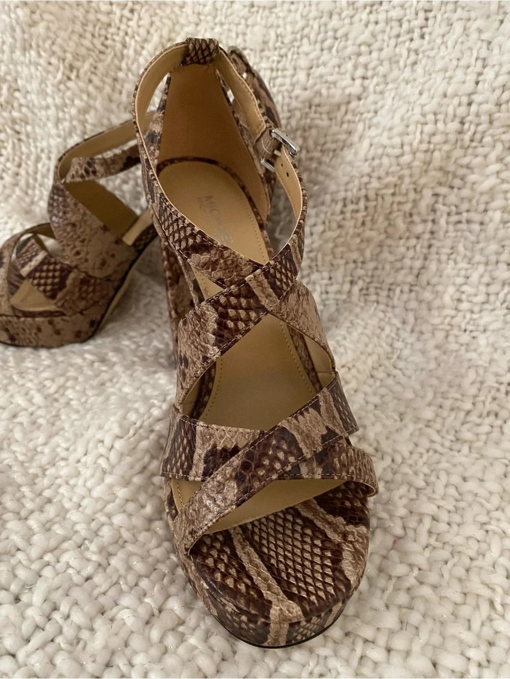 Michael Kors Brown Snake-Print Platform Heels